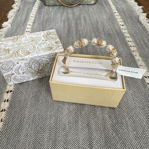 Charter Club Gold and White Pearl Bracelet